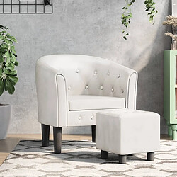 Maison Chic Fauteuil cabriolet et repose-pieds,Fauteuil luxe pour relax blanc similicuir -MN63324