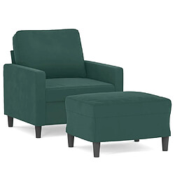 vidaXL Fauteuil avec repose-pied Vert foncé 60 cm Velours