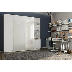 Avis Inside 75 Composition armoire lit SMART-V2 façade blanc brillant 140*200 cm colonnes blanc mat