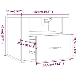 vidaXL Tables de chevet murales 2 pcs Chêne marron 50x36x40 cm pas cher