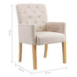 vidaXL Chaises à manger avec accoudoirs lot de 4 beige tissu pas cher