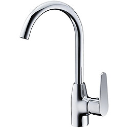 Robinet mitigeur laiton chrome pour evier de cuisine bec haut col de cygne