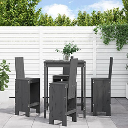 Maison Chic Table de bar et chaises d'extérieur 5 pcs,Ensemble de bar de jardin pour relax gris bois de pin massif -GKD334425