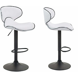 Decoshop26 Lot de 2 tabourets de bar design contemporain pieds en métal noir assise en synthétique blanc 10_0000346