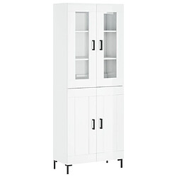 vidaXL Buffet haut Blanc brillant 69,5x34x180 cm Bois d'ingénierie