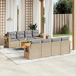 vidaXL Salon de jardin avec coussins 9 pcs beige résine tressée