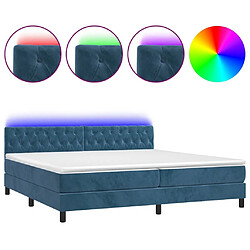 Maison Chic Lit adulte- Lit + matelas,Sommier à lattes de lit avec matelas LED Bleu foncé 200x200 cm -GKD90069