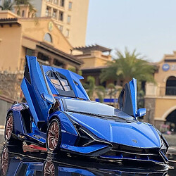 Universal 1: 18 Lamborghini Lightning 0837 modèle de voiture de sport en alliage avec son et lumière de cadeau de garçon(Bleu)