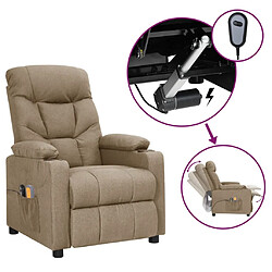 vidaXL Fauteuil électrique de massage Taupe Tissu