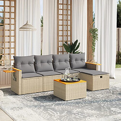 vidaXL Salon de jardin avec coussins 6pcs mélange beige résine tressée 