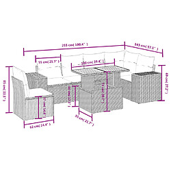 Acheter vidaXL Salon de jardin avec coussins 7 pcs gris résine tressée