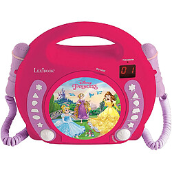 Lexibook Lecteur CD pour enfant avec 2 microphones à piles Disney Princesses Raiponce rose 