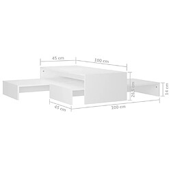 vidaXL Set de tables basses gigognes blanc bois d'ingénierie pas cher