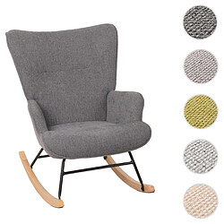 Mendler Fauteuil à bascule HWC-N14, Fauteuil relax à bascule Fauteuil TV, bois massif métal tissu/textile 320g/m² ~ gris foncé 