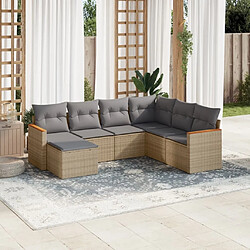 Maison Chic Ensemble à manger d'extérieur 7 pcs avec coussins,Salon de jardin,Mobilier de jardin mélange beige résine tressée -GKD284782