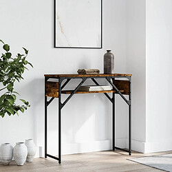 vidaXL Table console avec étagère chêne fumé 75x30x75 cm 