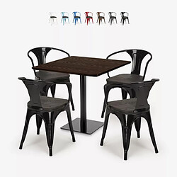 Ahd Amazing Home Design ensemble 1 table horeca 90x90cm bar restaurant et 4 chaises style burke - Noir