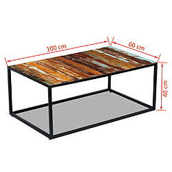 vidaXL Table basse Bois de récupération massif 100x60x40 cm pas cher