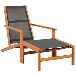 Maison Chic Chaise de jardin - Fauteuil d'extérieur et repose-pied Eucalyptus solide et textilène -MN31726