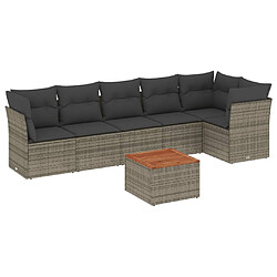 vidaXL Salon de jardin avec coussins 7 pcs gris résine tressée