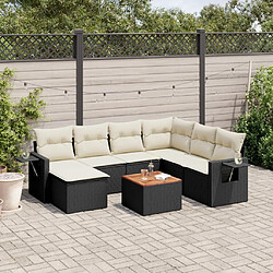 Maison Chic Ensemble Tables et chaises d'extérieur 8 pcs avec coussins,Salon de jardin noir résine tressée -GKD921057