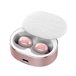 Wewoo Mini Portable Écouteur stéréo Bluetooth V5.0 à réduction de bruit intra-auriculaire avec boîtier chargement à rotation 360 degrés (Or rose)