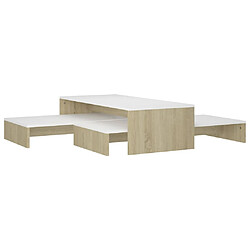 vidaXL Ensemble de tables basses gigognes Blanc chêne 100x100x26,5 cm