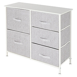 Commode de chambre avec 5 tiroirs tissu amovibles blanc 80x30x70 cm ML-DESIGN® ML Design Commode en Tissu à 5 Tiroirs, 80x30x70 cm, Blanc, Cadre en Métal / Panneau en MDF, Meuble de Rangement, Penderie, Buffet, Caisson Vêtements, pour Chambre à Coucher Salon Couloir Bureau