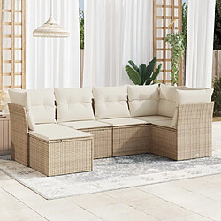 vidaXL Salon de jardin avec coussins 6 pcs beige résine tressée 