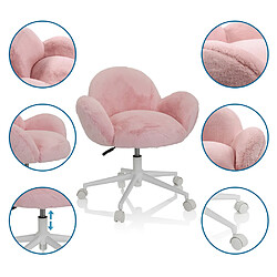 Chaise de bureau enfant / Chaise enfant KID TEDDY en peluche synthétique rose hjh OFFICE