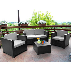 Vente-Unique Salon de jardin II en résine moulée: 2 fauteuils, un canapé 2 places, une table basse - anthracite - SOPHIE