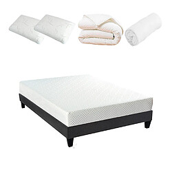 Bellecour Pack Absolu Pack Prêt à dormir ABSOLU 140x190 cm | Matelas Mémoire de forme + Sommier + Accessoires