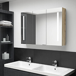 vidaXL Armoire de salle de bain à miroir LED 89x14x62 cm chêne 