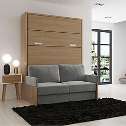 Inside 75 Armoire lit escamotable NAXOS SOFA 140*200 cm Meriser verona tissu gris 