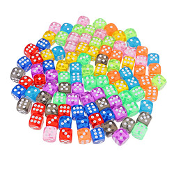 dés poliédriques Lot 100pcs Dés Carrés 6 Faces Dice D6 en Plastique Multicolore 16mm avec Pochette à Corde pour D & D RPG Jeux de Table