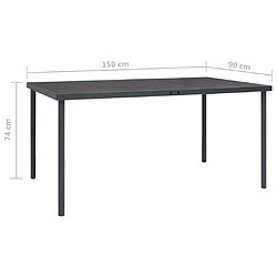 vidaXL Table à dîner d'extérieur Anthracite 150x90x74 cm Acier pas cher