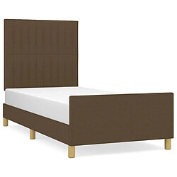 Maison Chic Cadre/structure de lit avec tête de lit pour adulte - Lit Moderne Chambre Marron foncé 90x190 cm Tissu -MN39357