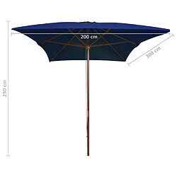 vidaXL Parasol de jardin avec mât en bois bleu 200x300 cm pas cher