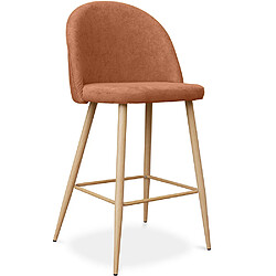 ICONIK INTERIOR Tabouret tapissé en tissu - design scandinave - 63cm - Evelyne Orange 