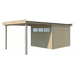 Gardenas Chalet en bois profil aluminium contemporain avec extension 16.80 m² Avec gouttière.