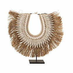 Paris Prix Statue Déco en Bois Collier Dora 45cm Naturel & Blanc 