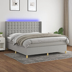 Sommier à lattes et matelas LED,Cadre à lattes de lit pour Adulte Gris clair 160x200 cm Tissu -MN77453