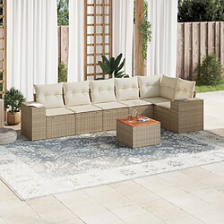 vidaXL Salon de jardin avec coussins 7 pcs beige résine tressée 