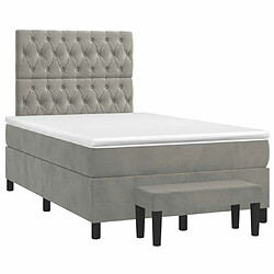 Avis Maison Chic Lit Adulte - Lit simple Lit à sommier tapissier et matelas moelleux - Meuble de Chambre - Gris clair 120x200cm Velours -MN88590