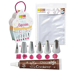 Scrapcooking 6 douilles et 6 poches à douilles jetables pour Cupcakes + 1 Stylo chocolat 