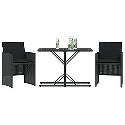 Avis Maison Chic Ensemble de bistro 3 pcs avec coussins,Table + chaises + coussins de jardin noir résine tressée -GKD883492