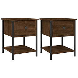 vidaXL Tables de chevet 2 pcs chêne marron 34x35,5x45 cm