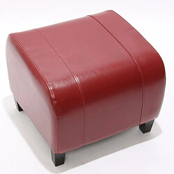 Decoshop26 Tabouret siège cube pouf cuir + synthétique 37x45x47 cm rouge 04_0005339