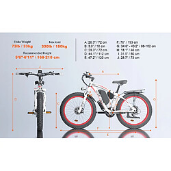 Autrement SMLRO XDC600-Vélo électrique-1000W*2 Moteurs Doubles-100 KM d'autonomie-Batterie 48V 22.4 Ah-Pneus épais Antidérapants 26"*4.0"-bleu