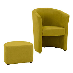 Acheter But Fauteuil cabriolet et pouf CLAYTON tissu Soro jaune